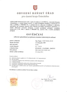 Osvědčení odborné způsobilosti projektanta instalací eletktrických zařízení